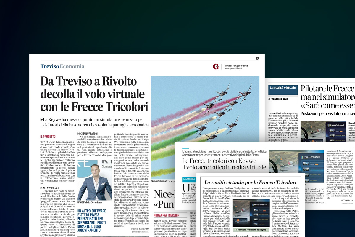 KeyWe al fianco delle Frecce Tricolori per la prima esperienza di volo acrobatico in Realtà Virtuale